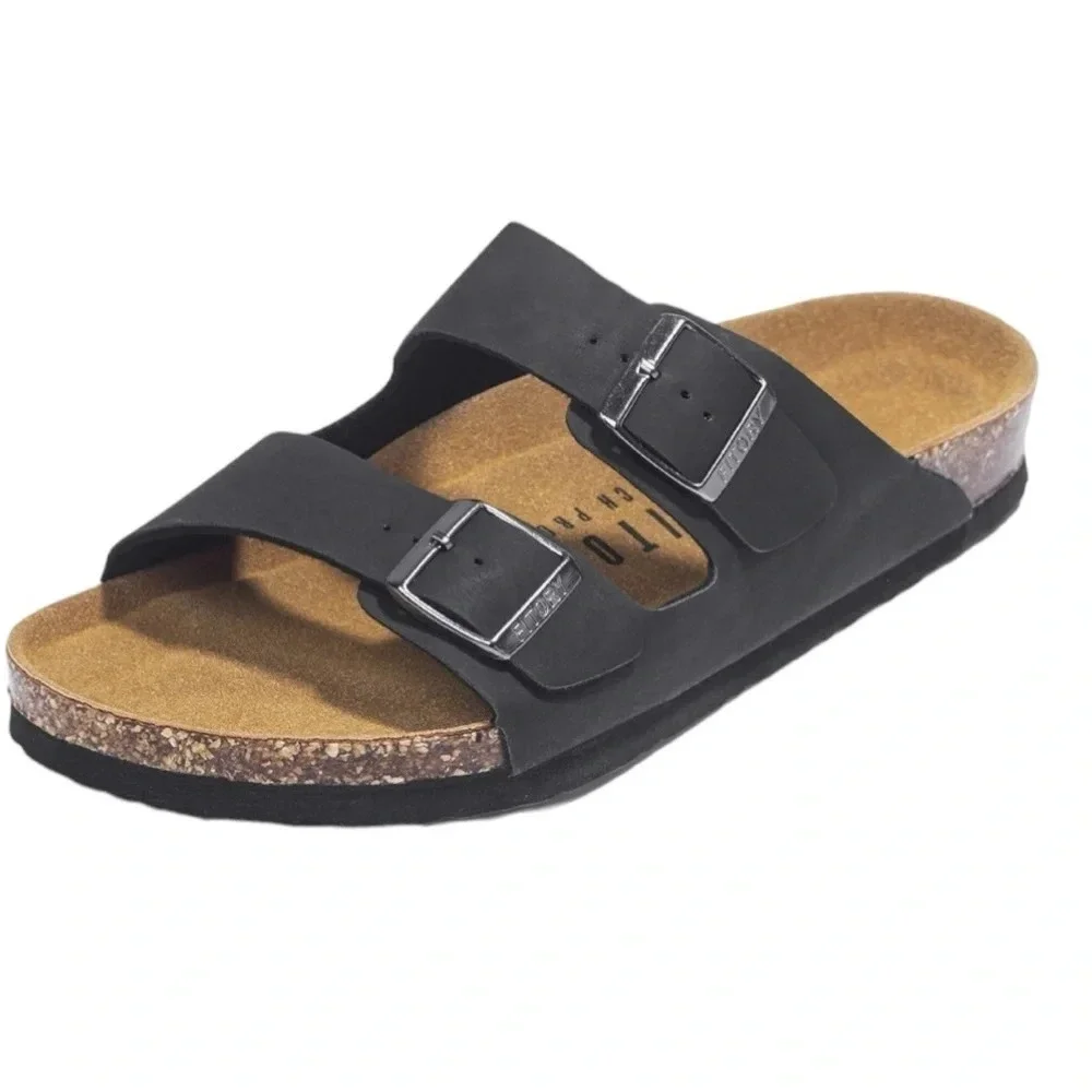 NWOT FITORY Mens Sandals, Arch Support Slides with Adjustable Buckle Straps